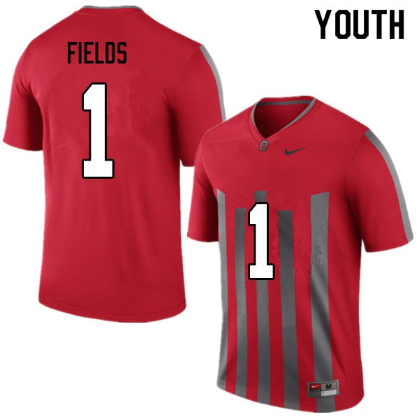 Ohio State Buckeyes #1 Justin Fields Youth Stitched Jersey Throwback - Click Image to Close